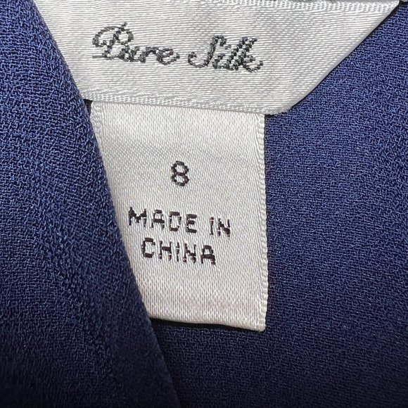 Like New TALBOTS Ditsy Floral Blue Pure Silk Sleeveless Maxi Dress Size 8 - Picture 3 of 15